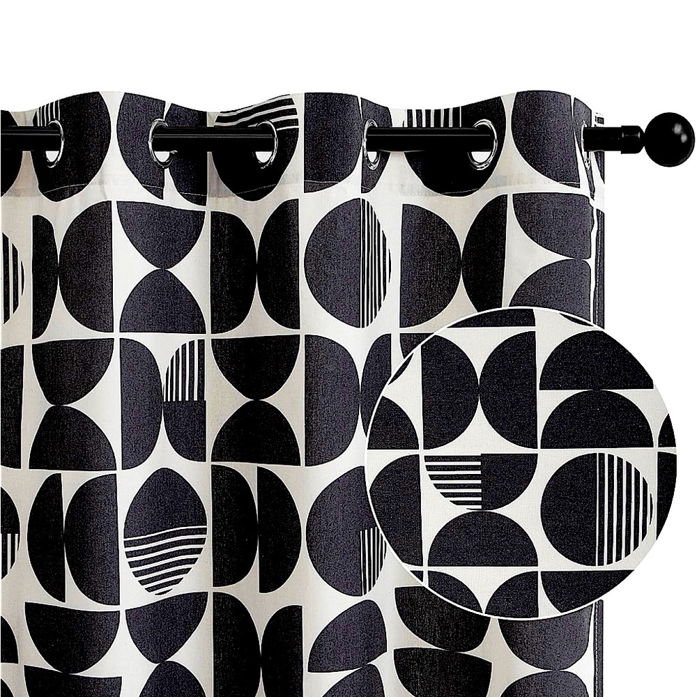 Black and White Geometric Patterned Curtain🖤🔲⚫️
